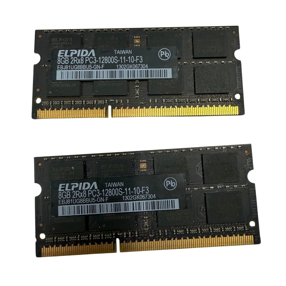 Elpida 16GB 2x8GB DDR3 1600MHz PC3-12800S SODIMM Laptop RAM EBJ81UG8BBU5-GN-F